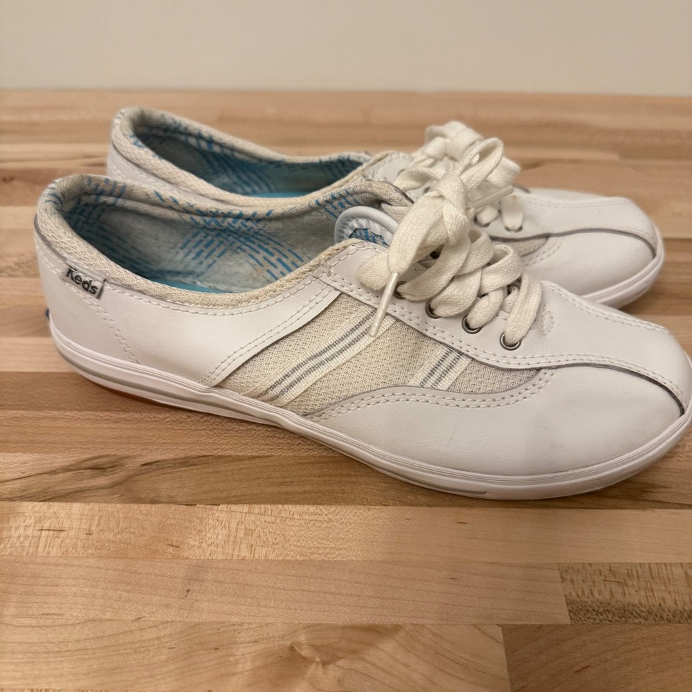 Keds Womens Size 6 White Leather‎ Sneakers Casual Lace Up Shoes - Picture 3 of 6